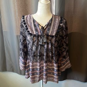 NWOT boho print blouse